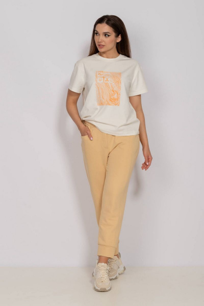 Желтые свободные брюки из трикотажа с манжетом Mislana 823 желтый - фото 1