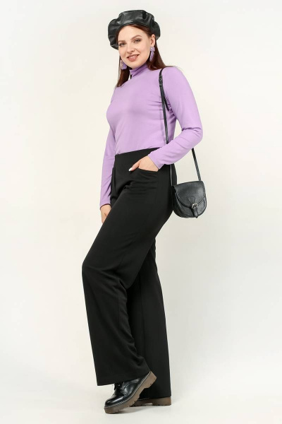 Приталенная фиолетовая водолазка из вискозы и трикотажа La rouge 3890 сиреневый - фото 3