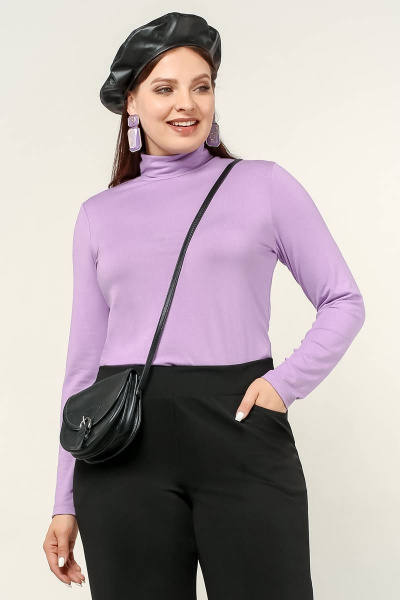 Приталенная фиолетовая водолазка из вискозы и трикотажа La rouge 3890 сиреневый - фото 1