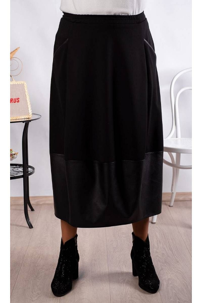 Юбка демисезон баллон из трикотажа и экокожи Camelia 2243 1 - фото 5