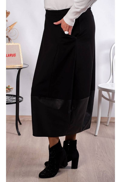 Юбка демисезон баллон из трикотажа и экокожи Camelia 2243 1 - фото 4