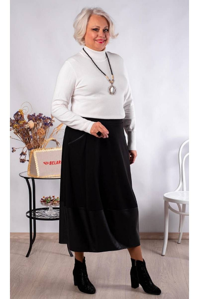 Юбка демисезон баллон из трикотажа и экокожи Camelia 2243 1 - фото 1