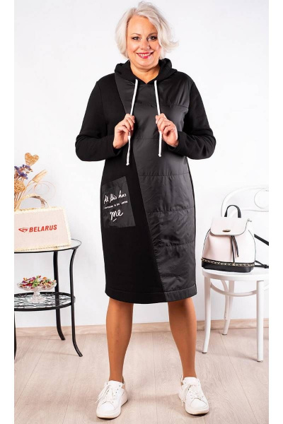 Платье прямое из футера с начесом и фигурным карманом Camelia 21161 2 - фото 1