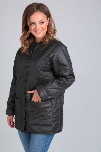 Куртка стеганая демисезонная на кнопках с накладными карманами Modema м.1040/4 черный - фото 4