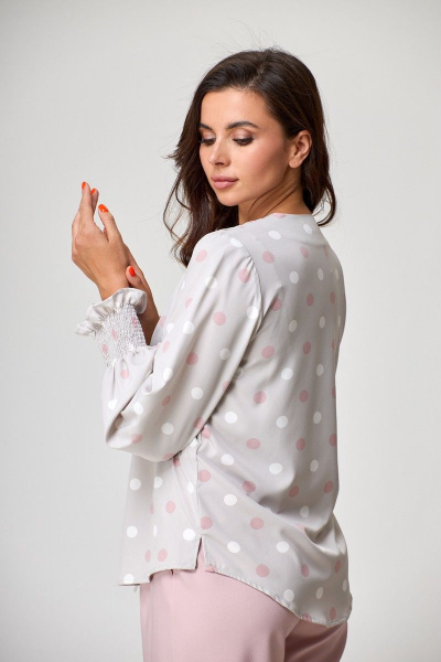 Мультиколор свободная блуза с шнуровкой и разрезами Anelli 941 элис - фото 6