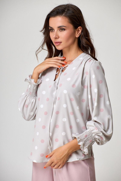 Мультиколор свободная блуза с шнуровкой и разрезами Anelli 941 элис - фото 4