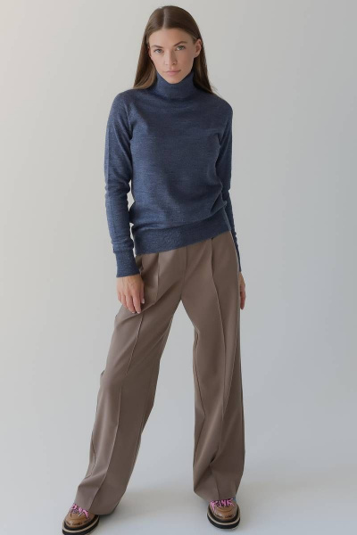 Синий женский водолазка из шерсти для повседневного образа Romgil 560ТЗ индиго - фото 4