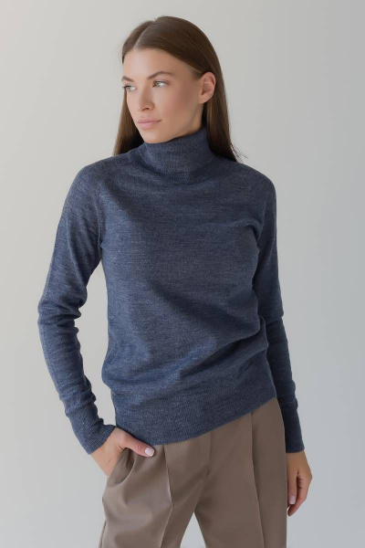Синий женский водолазка из шерсти для повседневного образа Romgil 560ТЗ индиго - фото 1