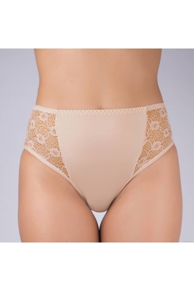 Трусы из эластичного полотна с кружевной отделкой Verally 1114-1 серебристый пион - фото 1