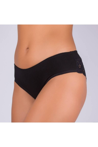 Трусы из эластичного хлопка с кружевной отделкой на задней части Verally 190-3 черный - фото 3