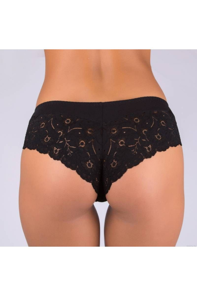 Трусы из эластичного хлопка с кружевной отделкой на задней части Verally 190-3 черный - фото 2