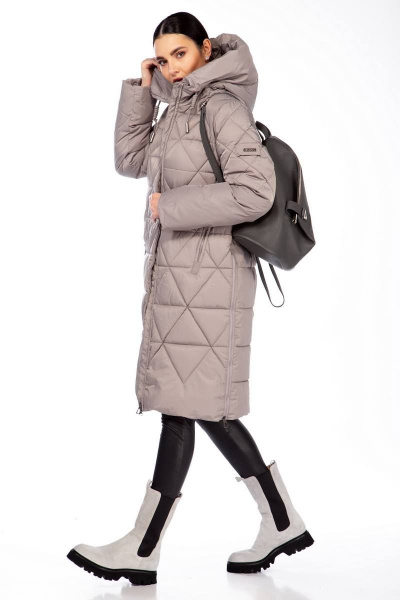 Пальто Beautiful&Free 4099 серо-бежевый - фото 3