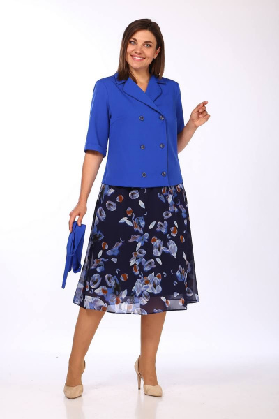 Жакет, юбка Lady Style Classic 2670/1 васильковый - фото 5