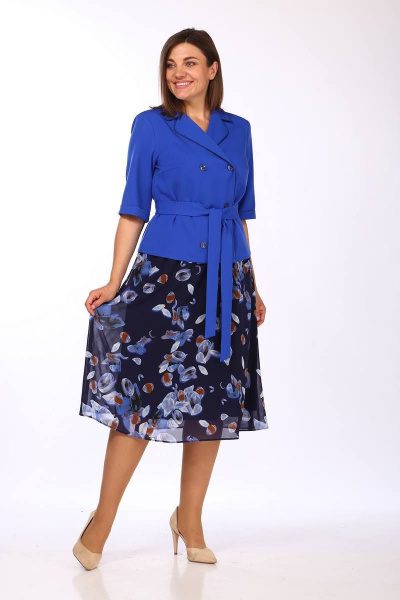 Жакет, юбка Lady Style Classic 2670/1 васильковый - фото 2