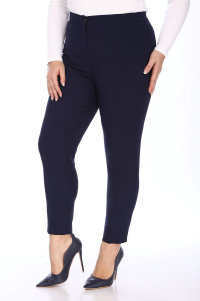 Брюки зауженные с стрелками и высокой посадкой из текстиля SOVITA 741 темно-синий - фото 3