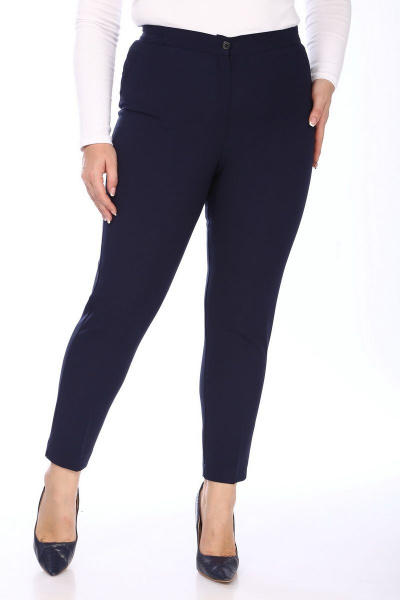 Брюки зауженные с стрелками и высокой посадкой из текстиля SOVITA 741 темно-синий - фото 2