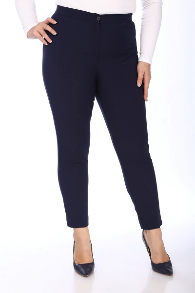 Брюки зауженные с стрелками и высокой посадкой из текстиля SOVITA 741 темно-синий - фото 1