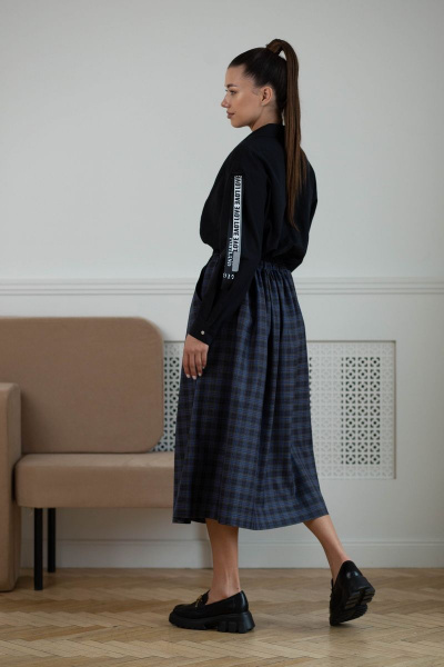 Укороченная хлопковая рубашка из текстиля с резинкой Ambera 313 черный - фото 4