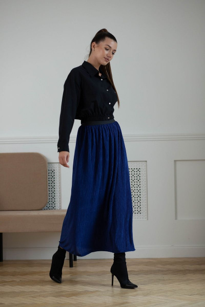 Укороченная хлопковая рубашка из текстиля с резинкой Ambera 313 черный - фото 3