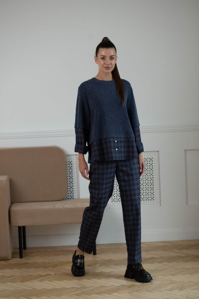 Брюки, джемпер Amberа 331 клетка - фото 1