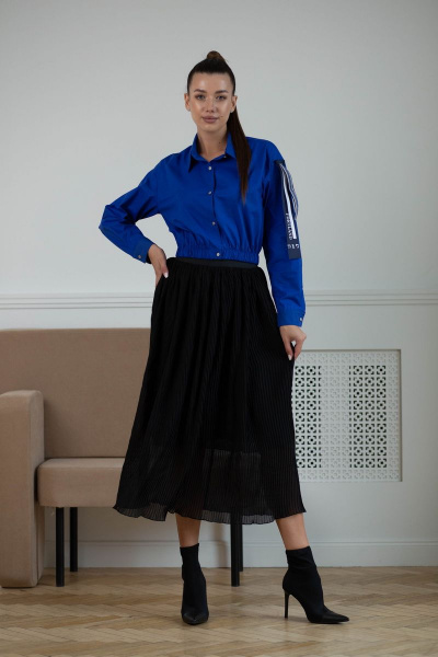 Юбка миди из плиссированного шифона с воланами Ambera 335 черный - фото 1