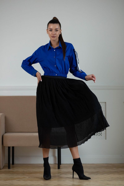 Юбка миди из плиссированного шифона с воланами Ambera 335 черный - фото 4