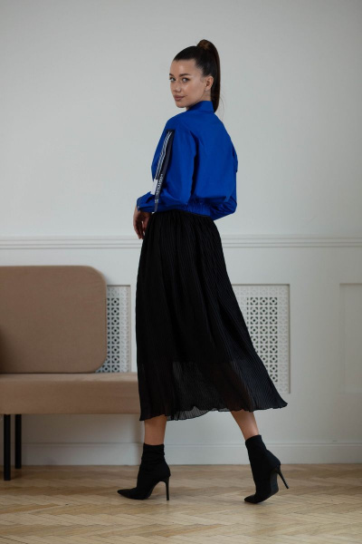 Юбка миди из плиссированного шифона с воланами Ambera 335 черный - фото 3