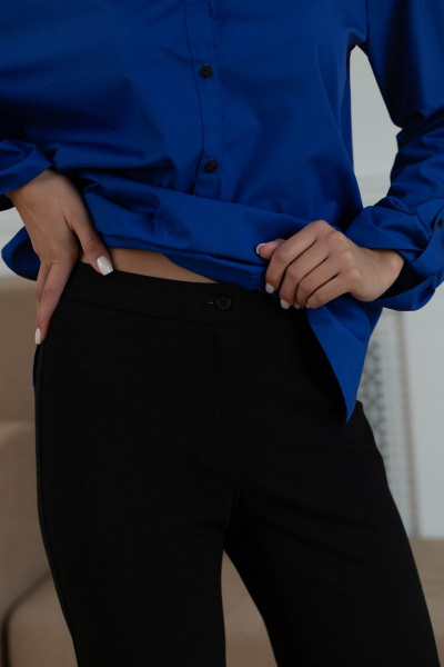 Классические брюки с заужением к низу и поясом Ambera 337 черный - фото 3