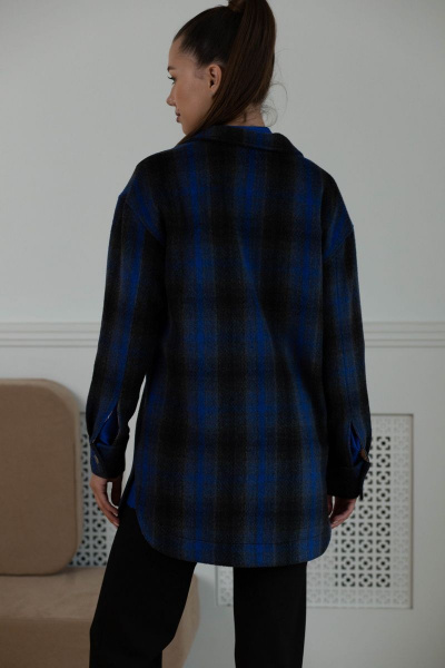 Рубашка шерстяная из пальтовой ткани со разрезами Ambera 323 индиго - фото 6