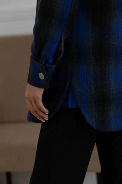 Рубашка шерстяная из пальтовой ткани со разрезами Ambera 323 индиго - фото 5