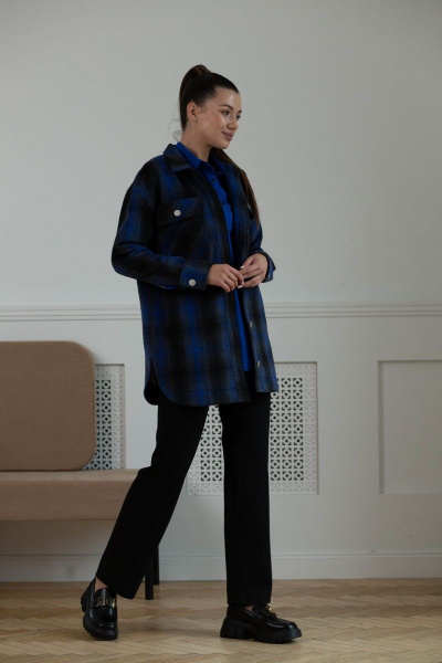 Рубашка шерстяная из пальтовой ткани со разрезами Ambera 323 индиго - фото 4