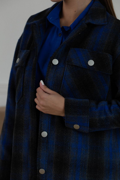 Рубашка шерстяная из пальтовой ткани со разрезами Ambera 323 индиго - фото 2