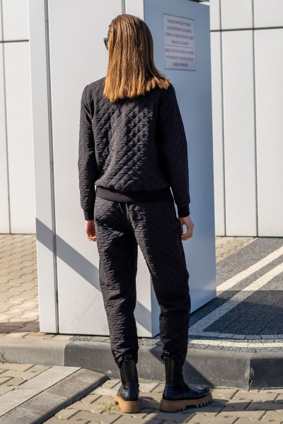 Черный костюм бомбер и брюки из текстиля, на каждый день Luna 055 черный - фото 3