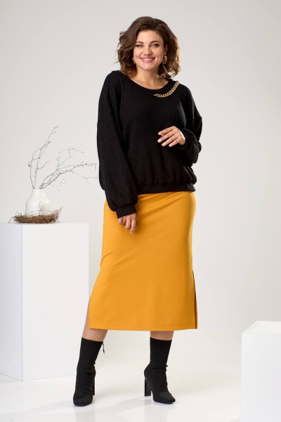 Джемпер, юбка Romanovich Style 2-2443 горчица - фото 1
