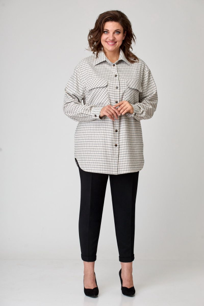 Костюм: бежевые свободные брюки и рубашка из текстиля Орхидея 1146-2 - фото 5