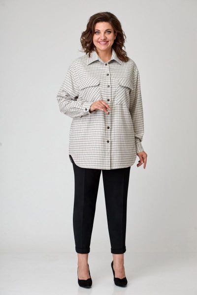 Костюм: бежевые свободные брюки и рубашка из текстиля Орхидея 1146-2 - фото 4