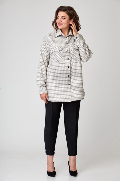 Костюм: бежевые свободные брюки и рубашка из текстиля Орхидея 1146-2 - фото 3