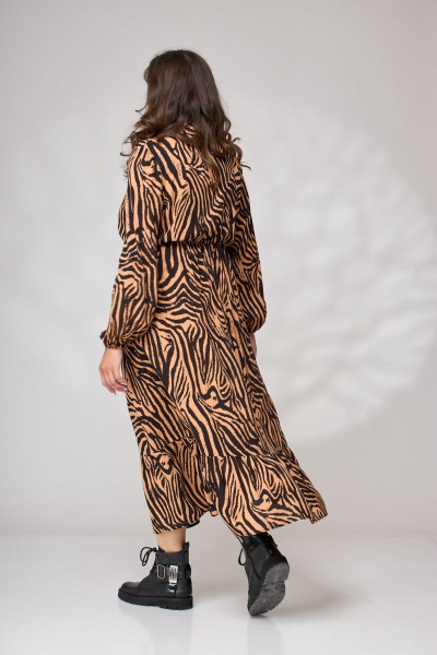 Платье миди с воланами, эластычная линия и кокеткой Andina city 8002 зебра - фото 2