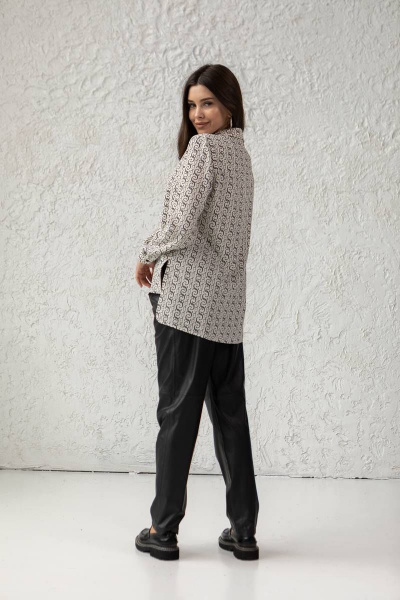 Яркая женская рубашка на все случаи жизни Ivera 5049 молочный, черный - фото 11