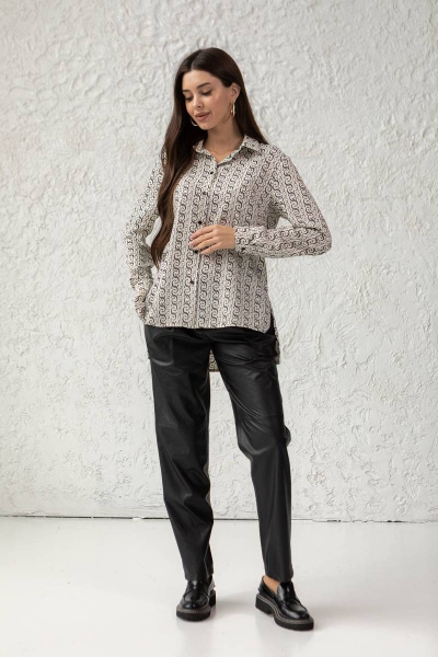 Яркая женская рубашка на все случаи жизни Ivera 5049 молочный, черный - фото 10