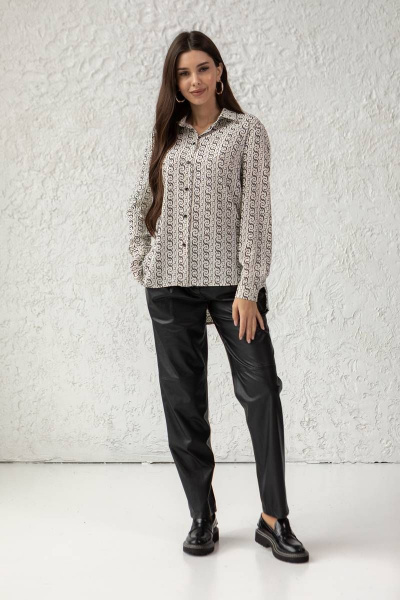 Яркая женская рубашка на все случаи жизни Ivera 5049 молочный, черный - фото 9