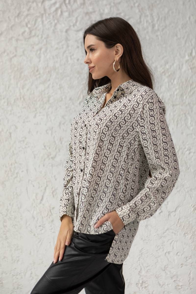 Яркая женская рубашка на все случаи жизни Ivera 5049 молочный, черный - фото 8