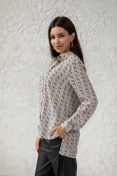 Яркая женская рубашка на все случаи жизни Ivera 5049 молочный, черный - фото 6