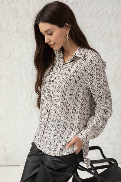 Яркая женская рубашка на все случаи жизни Ivera 5049 молочный, черный - фото 1