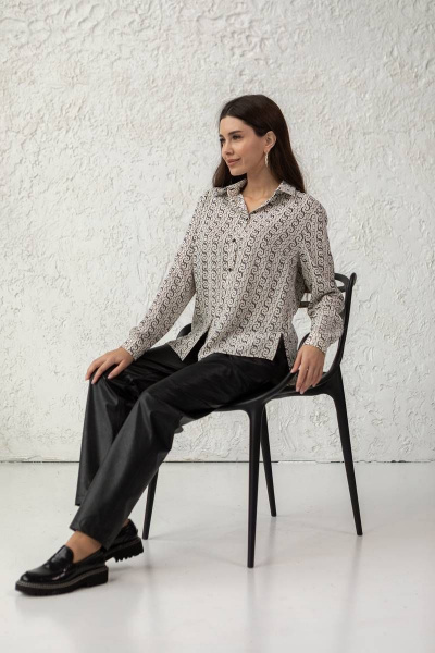 Яркая женская рубашка на все случаи жизни Ivera 5049 молочный, черный - фото 5
