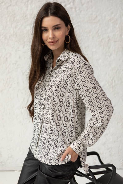Яркая женская рубашка на все случаи жизни Ivera 5049 молочный, черный - фото 7