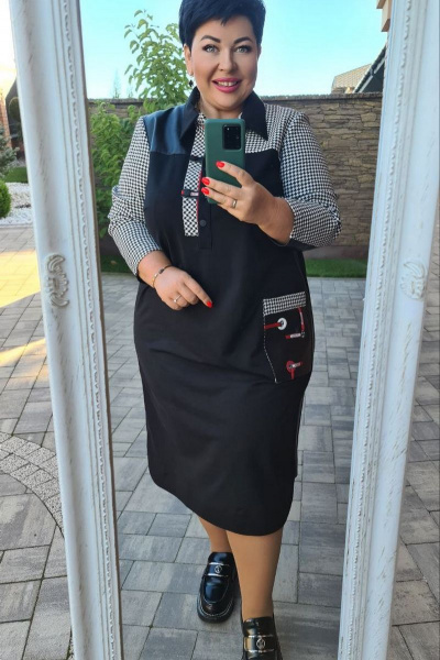 Платье Vittoria Queen 16893 гусиная_лапка+черный-белый - фото 4