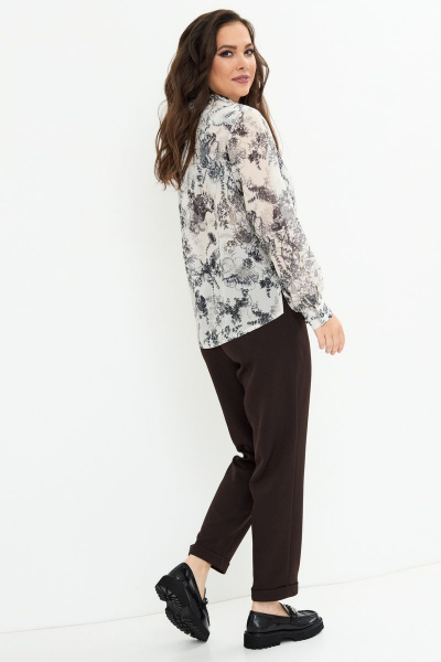 Блуза, брюки, жилет Магия моды 2133 голубая_клетка+шоколад - фото 3