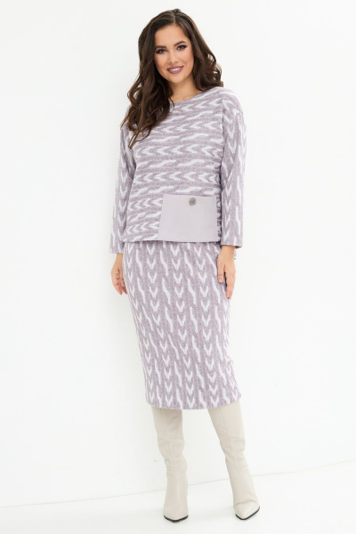 Комплект блуза и юбка трикотаж миди элегантный стиль Магия моды 2158 лаванда - фото 3