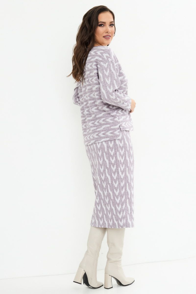 Комплект блуза и юбка трикотаж миди элегантный стиль Магия моды 2158 лаванда - фото 2